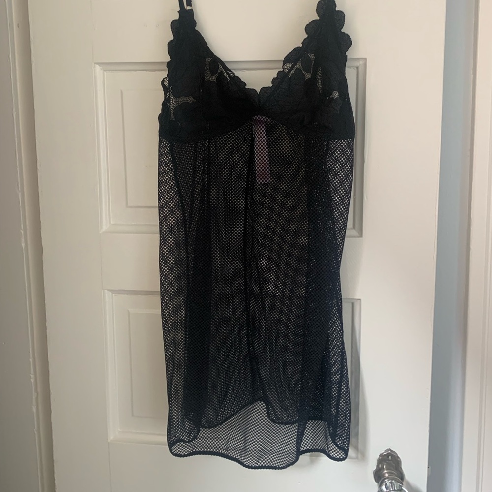 Savage X Fenty Balck Floral Glow Lace and Mesh Slip